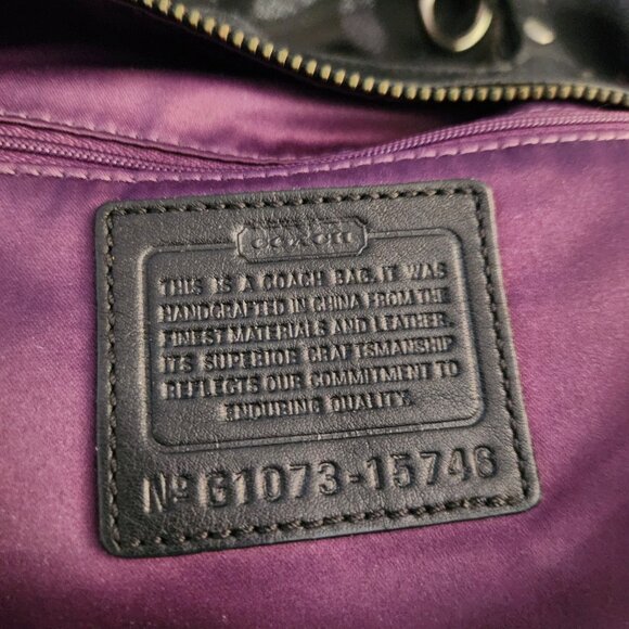 Euc Coach Mia Metallic Lurex Black Shoulder Bag w/Wristlet - Picture 16 of 16